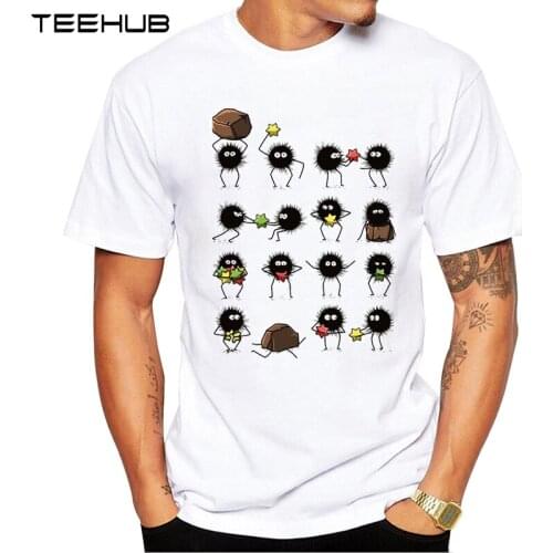 TEEHUB Mens New Fashion Susuwatari family Design Short Sleeve T-Shirt Cool Printed Tops Hipster Tee Shirts
