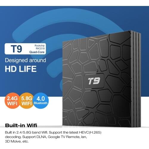 5PCS/LOT T9 Tv Box Google-Player Store-Youtube Smart RK3318 Android 9.0 32GB/64GB-ROM 4K