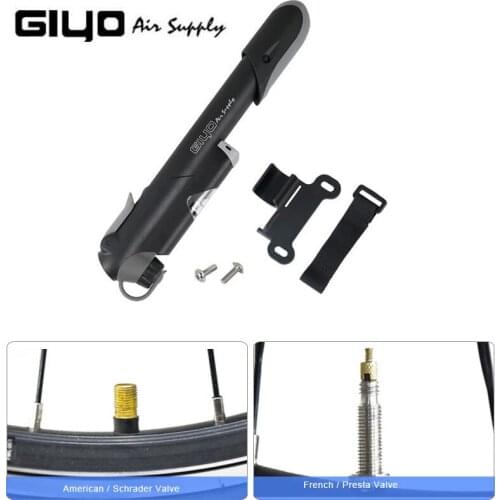 Giyo Bicycle Bike Pump Barometer Gauge Fits Schrader Presta Cycling MTB Road Ball Portable Pocket Mini Air Inflator Hand Pump
