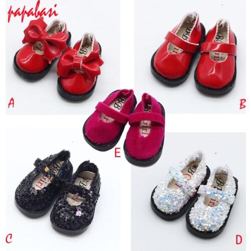 1 Pair bowknot PU & Cloth shoes for BJD blyth 1/6 1/8 doll shoes sandals size 3.2cm