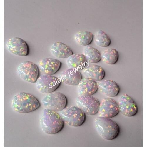100pcs /lot Free Shipping 8x10mm Synthetic Opal , Snow White Pear Cabochon Opal Stone Price