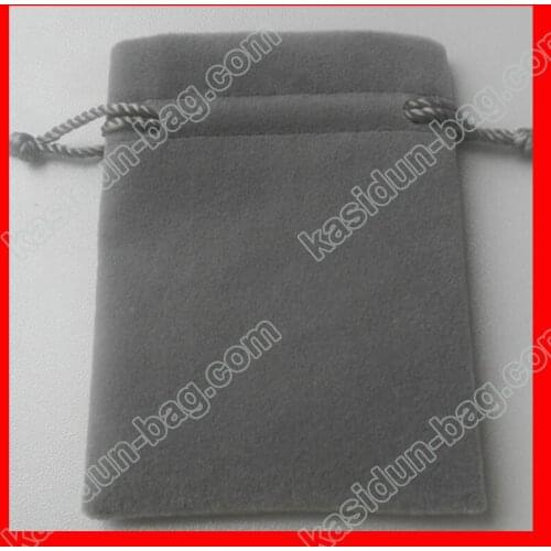 100pcs/lot) small grey velvet bag for jewelry and gift