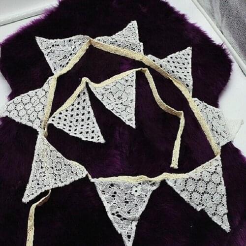 2.5meter lace Flag cream vintage Pennant Party bell garland Banner Bunting for Birthday Wedding Decoration gift craft DIY favor