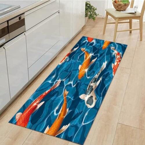 3D Carp Pattern Kitchen Carpet Entrance Doormat Non-Slip Bath Mat Soft Living Room Rug Bedroom Bedside Decoration Accessories