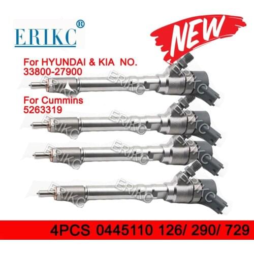 4PCS 33800-27900 0445110290 Diesel Car Fuel Injector Assy 0445110126 0445110729 33800-27900X, 33800-27900Y for HYUNDAI KIA
