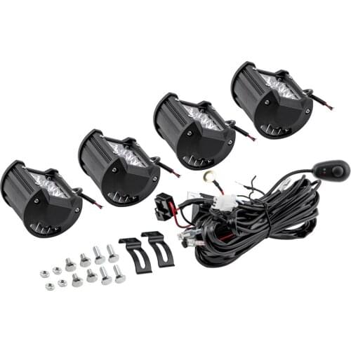 4PCS 4" LED Work Light Bar Pods Flood Spot Combo Fog Driving Lamp + Wiring