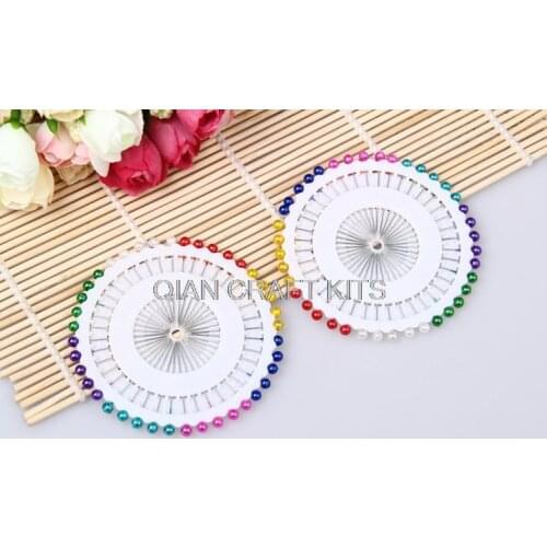 48 wheels multi colored Do It Yourself Wedding floral supply Pearl Pins Sewing Pins Corsages Colored 40 pins DIY bride