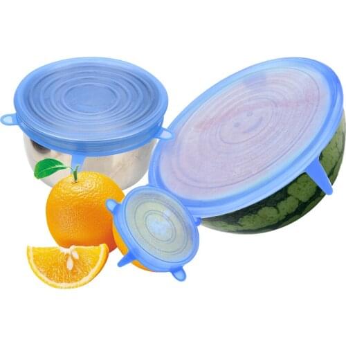 6/12pcs Universal Food Silicone Cover Reusable Silicone Caps Stretch Lids For Cookware Food Pot Kitchen Accessories