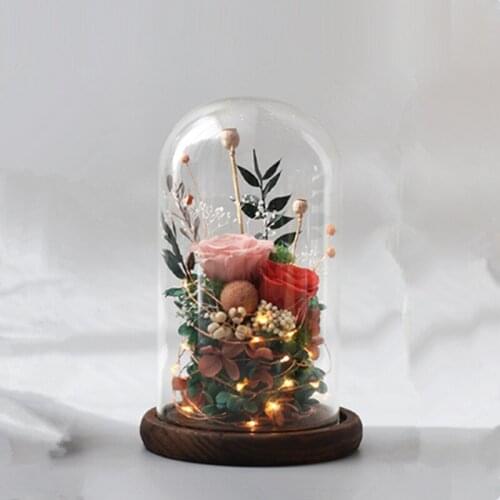 9*15cm Luminous Antique Base Transparent Glass Dome Vase Home Decoration Creative Cover DIY Wedding Friend Favor Gift