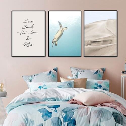 Abstract Wall Art Blue Ocean Grey Desert Paintings Nordic Canvas Posters Prints Canvas Living Room Bedroom Corridor Decoration