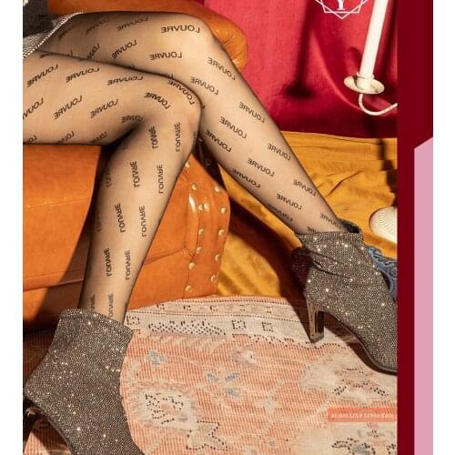 Alphabet Tights Letter Tights Fashion Cool Lady Pantyhose Hot Cheerleader Tights Mature Woman Slim Tights Hot