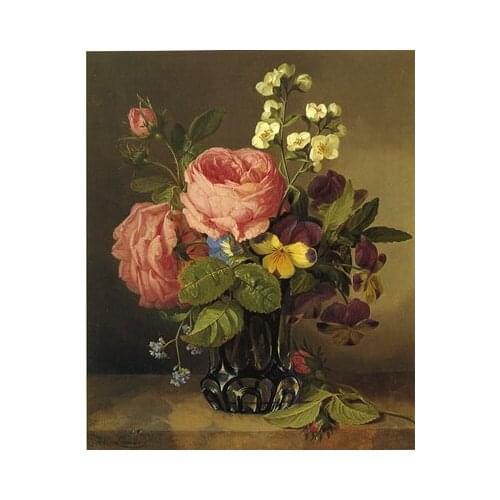 Diamond mosaic full square diamond embroidery beads Rose flower floral vase oil diamond cross stitch sets unfinish painting