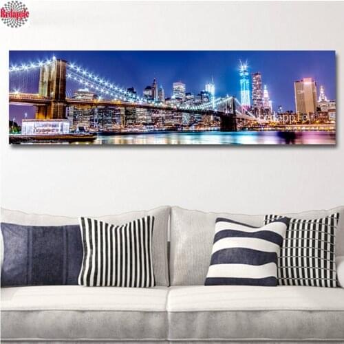 5D DIY Diamond Embroidery City Night New York Brooklyn Bridge Diamond Painting Rhinestone,Cross Stitch,Diamond Mosaic,home Decor