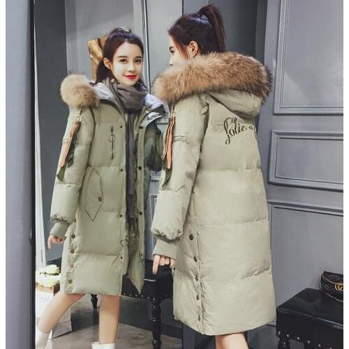 AYUNSUE Winter Coats Ladies Warm Thick Down Cotton Real Furry Fur Collar Parkas 2018 Top Quality Female Winter Jackets MF477