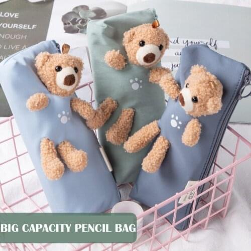 Cute Bear Large Capacity Pencil Case Kawaii Pencilcase School Pen Case Supplies Pencil Bag School Box Pencils Pouch Stationery
