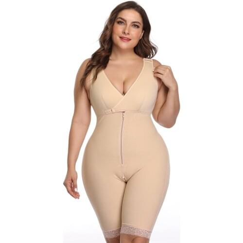 Central Zipper and Hips Tight Fat Body Plus Size Bodysuit Waist Trainer Sexy Lingeriewaist Firm Thin Broadcloth Polyester