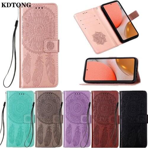Phone Case for Samsung Galaxy A70 A80 A60 A50 A40 A30 A40S M20 A10 Funda Embossed Dreamcatcher Wallet Flip Leather Protect Cover