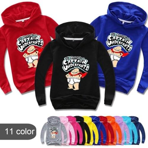 Kids Captain Underpants Pullover Sweater For Girls Boys Sweatshirt Hoodies New Movie Costumes Tops Autumn Long Sleeve T-shirt