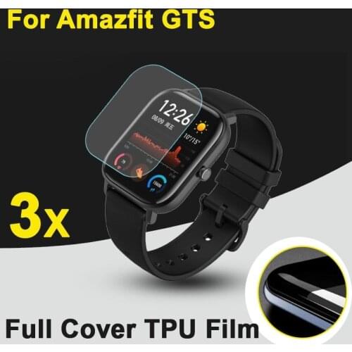 For Huami Amazfit GTS Sports Smart Watch GPS Full Cover Screen Protectors,3pcs/lot Soft TPU Anti-scratch Protective Film