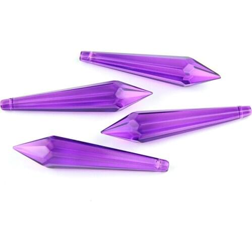 38MM/63MM/76MM Violet K9 Crystal Chandelier Pendants Prisms Cut&Faceted Glass U-Icicle Drops For Cake Topper Decoration