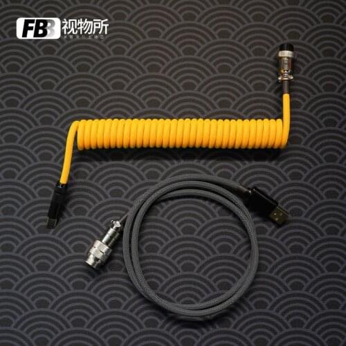 FBB CABLES Orange Customized Keyboard Data Cable Large Spiral Type-C / Mini-USB/ Mirco to USB Connector for Mechanical Keyboard