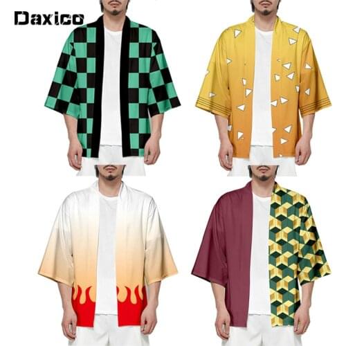 Demon Slayer Kimetsu No Yaiba Tanjiro Kamado Tomioka Giyuu Cosplay Costume Man Kimono Cardigan Woman Yukata Haori Shirt