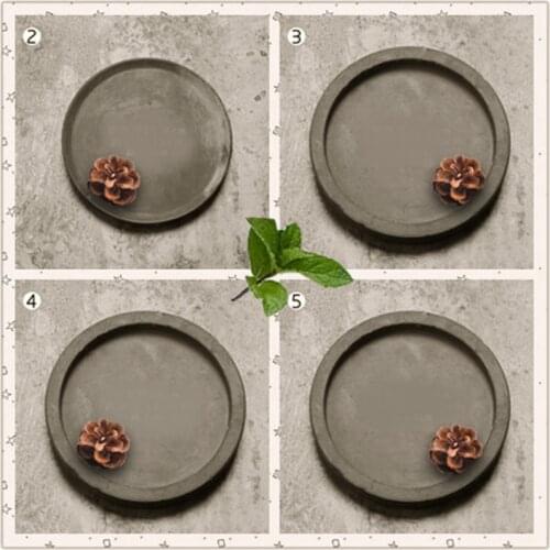 Round shaped concrete flowerpot tray silicone mold cement candlestick tray mold gypsum planter pallet mold