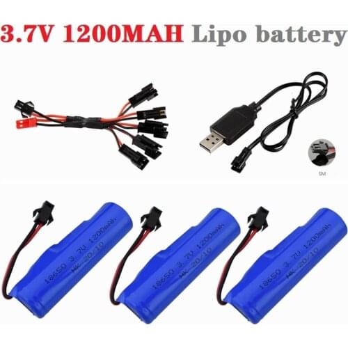 3.7V 1200mAh Lipo Battery with charger For DE45 RC Car 1:14 Off-Road Vehicle 4WD High-Speed Climbing Drift Racing Spare Battery
