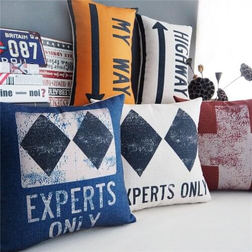 Linen Cushion Cover England Simple Retro Lattice Pattern 1128 Pillow Case Sofa Chair Waist Pillow cover Home Decorative