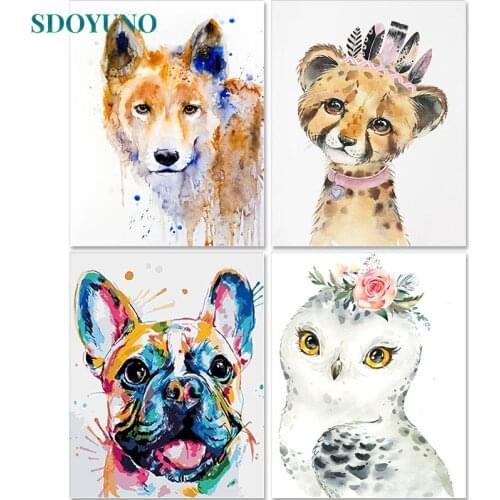 SDOYUNO Oil Painting By Numbers For Adults Frameless Fox 60x75cm DIY Paint By Numbers On Canvas Animals Home Decor Wall Art