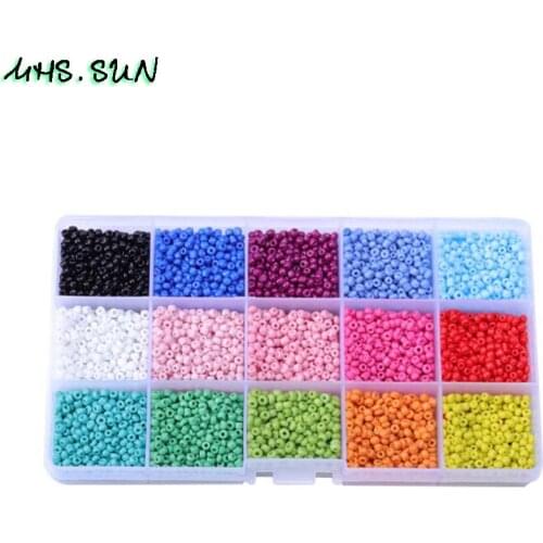 MHS.SUN Mixed 15 Colors Glass Sead Beads 3mm 7500Pcs Kits Box Jewelry Making DIY Accessories Sead Beads To Make Bracelets