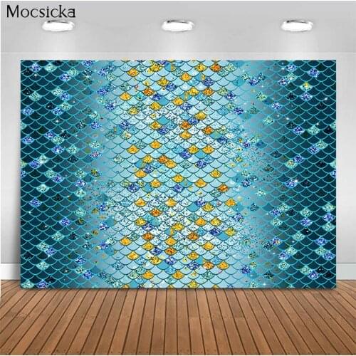 MOCSICKA Baby Shower Background Colorful Fish Scale Decoration Style Newborn Baby Photo Background Photography Studio