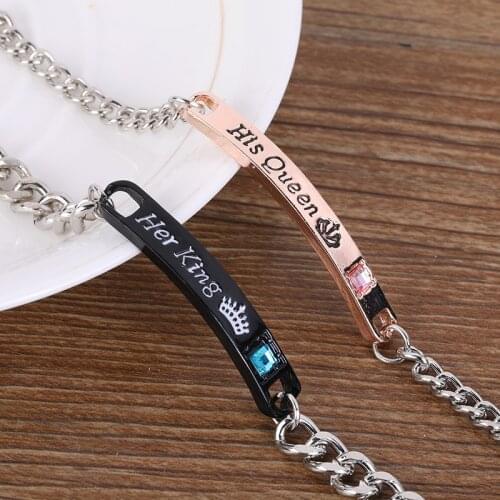 2PC Bracelets Set His Queen Her King His Beauty Her Beast Her Prince His Princess Crown Couple pair Bangle Fashion Jewelry Gift