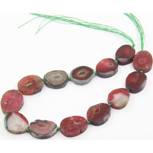 Approx 13PCS/strand Crack Raw Agates Slab Nugget Loose Beads,Red Green Natural Onxy Stone Gems Slice Pendants Jewelry Making