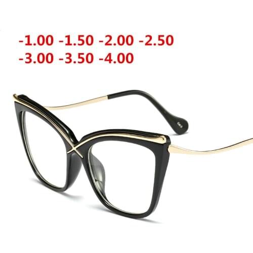 2019 New Oversized Female Photochromism Prescription Glasses Chameleon Myopia Glasses With Degree -1.0 -1.25 -1.5 To -6.0 NX