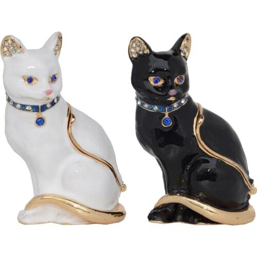 Vintage Style Jewelry Organizer Ring Holder Cat Trinket & Jewelry Box Miniature Cat Figurine Cat Themed Gifts for Cat Lover