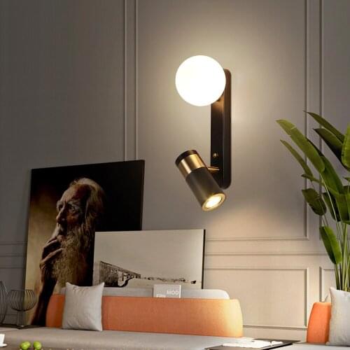 Postmodern glass wall lamp Bedroom Study Reading Lamp rotating Metal Wall Lamp indoor indoor deco design nordic bedside lamp