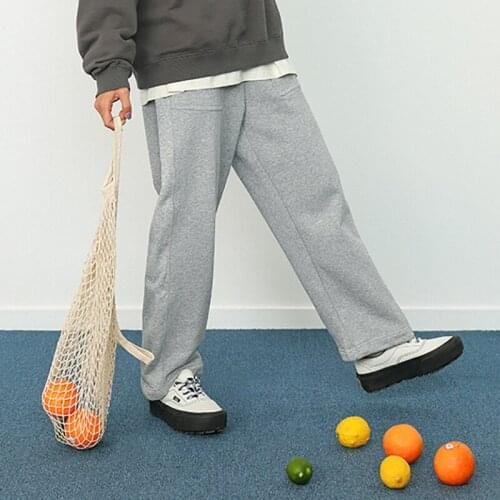 Spring Autumn Casual Gray Casual Pants Elastic Waist Full Length Women Pant Caprits Cotton Trousers