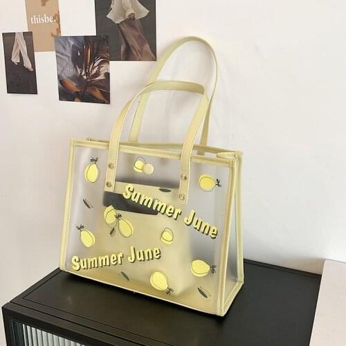 Jelly frosted transparent female bag Large capacity graffiti shoulder bag summer 2021 new trendy net red picture Shopping Bag