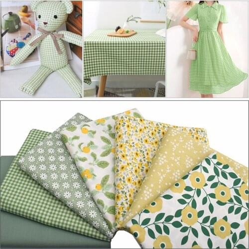 7pcs/set Twill Cotton Printed Patchwork Cloth Fresh Flower Pattern Material Sewing Crafts Fabric For Diy Doll Clothes Pillowcase