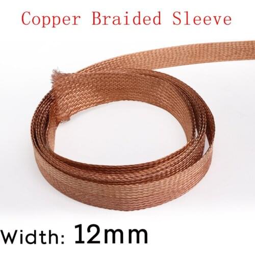 Width 12mm Copper Braided Cable Sleeve Audio Line Signal Shield Anti Interference Wire Wrap Metal Sheath