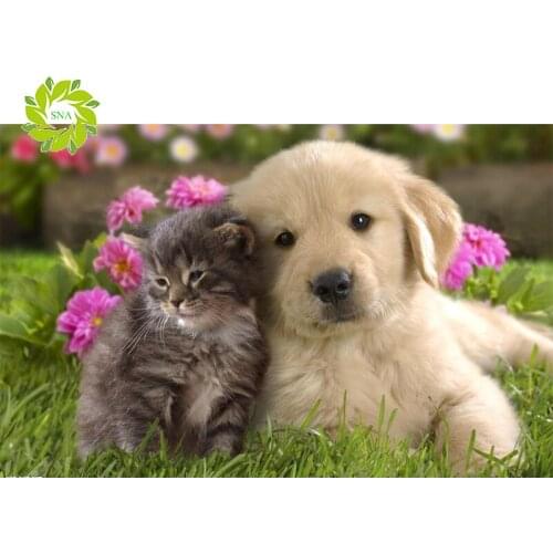 SNA Diamond Mosaic crystal dog & cat Needlework Diamond Embroidery Home Decor Painting Handicraft