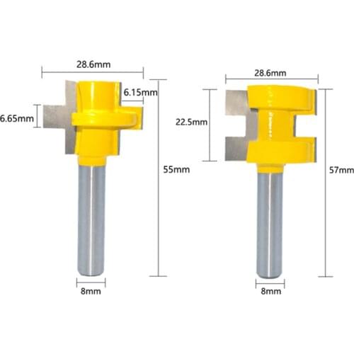 2pcs 8MM Shank T-Slot Square Tooth Tenon Bit Milling Cutter Carving Router Bits for Wood Tool Woodworking C08-155