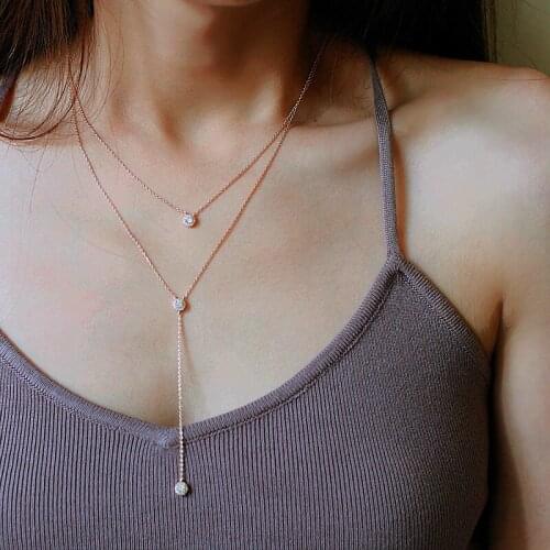 1@# 2021 Gold Color Crystal Necklace for Women Gift Wholesale Hot Sale Fashion Alloy Womens Power Necklaces