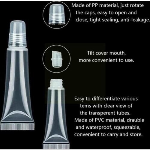 10Pcs/Pack Empty Soft Container For Lip Gloss Glaze Refillable Bottle Lipstick Tools Makeup Bottles Clear Cosmetics Tubes T G8U8
