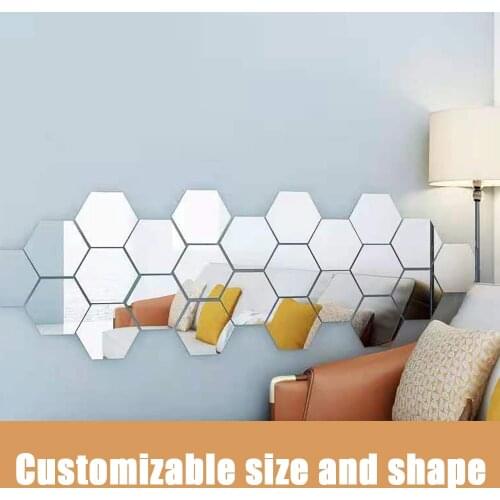 12pcs Hexagonal 3D Mirror Wall Stickers DIY TV Background Room Stickers Wall Decor Bedroom Bathroom Home Decoration Mirror