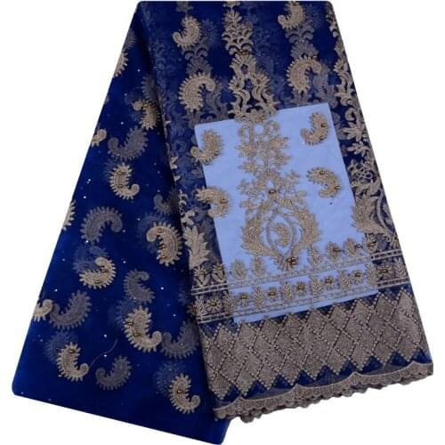 2018 Beautiful Blue Lace Fabric 2018 High Quality Lace Nigerian Lace Fabrics For Wedding Factory Price Stones Lace Fabric 1083