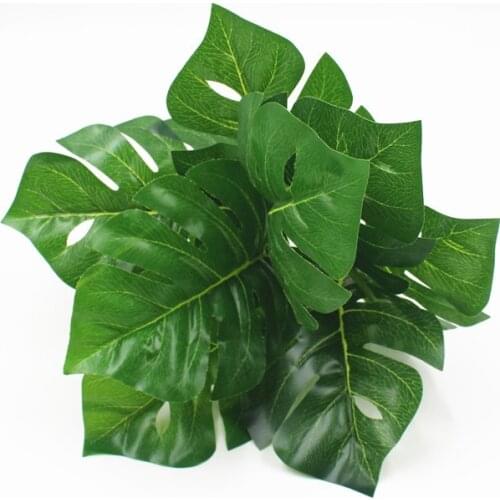 9Heads 32cm Green Artificial Tropical Monstera Tree Leaves Home Garden Bedroom Living Room Flower Arrangement Decor Fake Plants