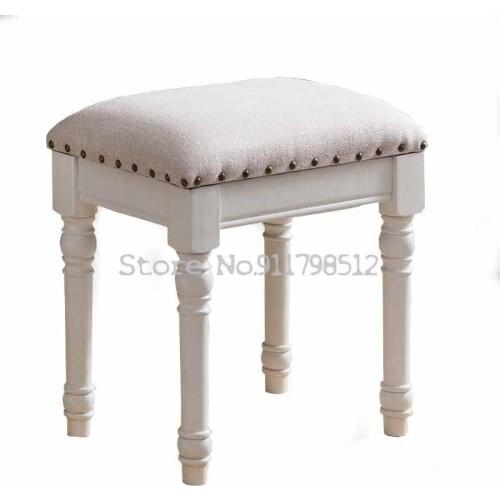 American style dressing stool European style solid wood makeup stool dressing table chair bedroom leather art stool shoe changin