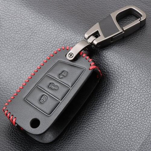Car Leather Key Case Key Bag Key Cover For Volkswagen Golf 7 MK7 Tiguan Touran 2017 For Skoda Octavia A7 RS For Seat Leon Ibiza